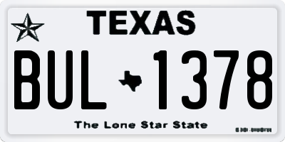 TX license plate BUL1378