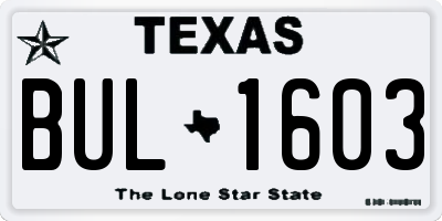 TX license plate BUL1603