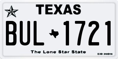 TX license plate BUL1721