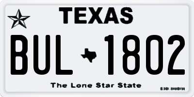 TX license plate BUL1802