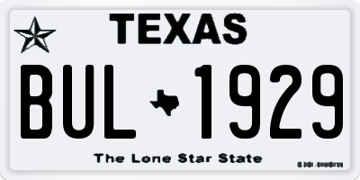 TX license plate BUL1929