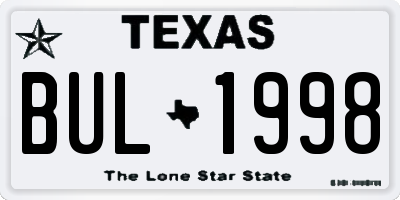 TX license plate BUL1998