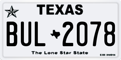 TX license plate BUL2078