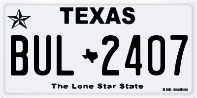 TX license plate BUL2407