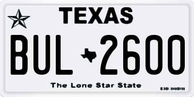 TX license plate BUL2600