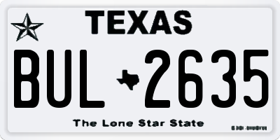 TX license plate BUL2635