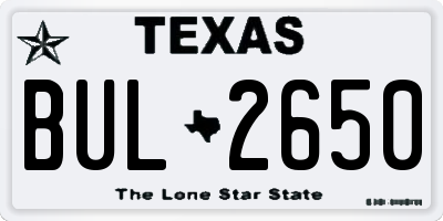 TX license plate BUL2650