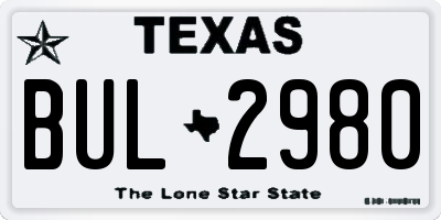TX license plate BUL2980
