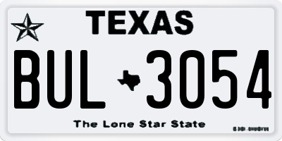 TX license plate BUL3054