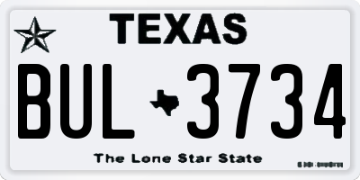 TX license plate BUL3734