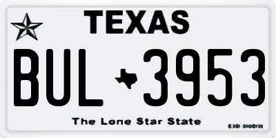 TX license plate BUL3953