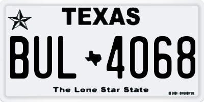 TX license plate BUL4068