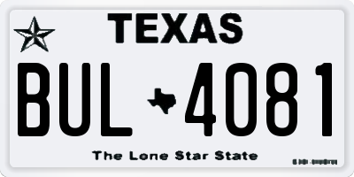 TX license plate BUL4081