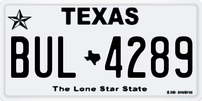 TX license plate BUL4289