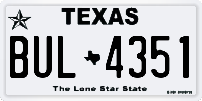 TX license plate BUL4351
