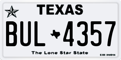 TX license plate BUL4357