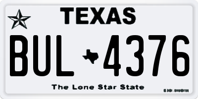 TX license plate BUL4376