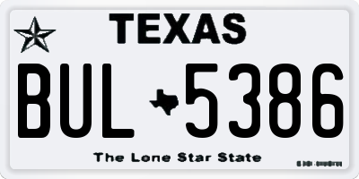 TX license plate BUL5386