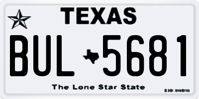 TX license plate BUL5681