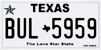 TX license plate BUL5959