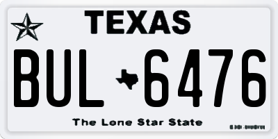TX license plate BUL6476