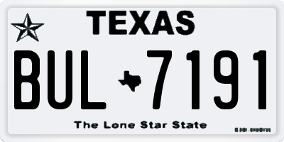 TX license plate BUL7191