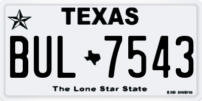 TX license plate BUL7543