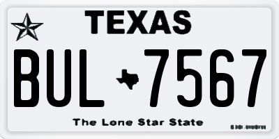 TX license plate BUL7567