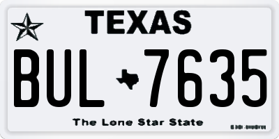 TX license plate BUL7635