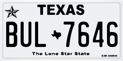 TX license plate BUL7646