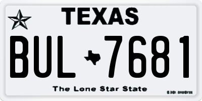 TX license plate BUL7681