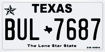 TX license plate BUL7687
