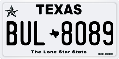 TX license plate BUL8089