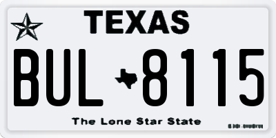 TX license plate BUL8115