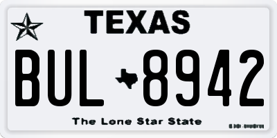 TX license plate BUL8942