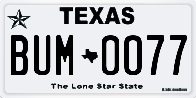 TX license plate BUM0077