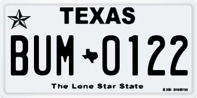 TX license plate BUM0122