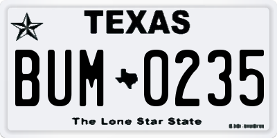 TX license plate BUM0235