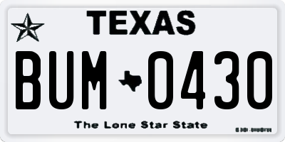 TX license plate BUM0430