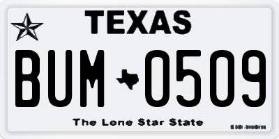 TX license plate BUM0509