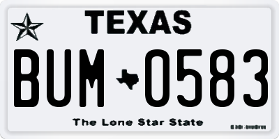 TX license plate BUM0583