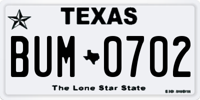 TX license plate BUM0702