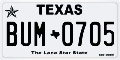 TX license plate BUM0705