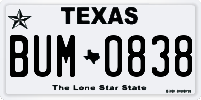 TX license plate BUM0838