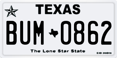 TX license plate BUM0862