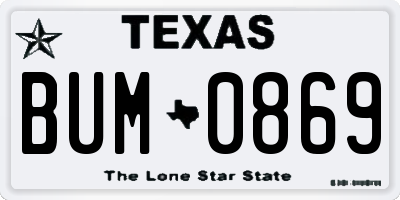 TX license plate BUM0869