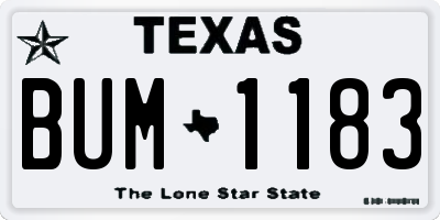 TX license plate BUM1183