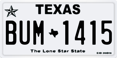 TX license plate BUM1415