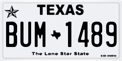 TX license plate BUM1489