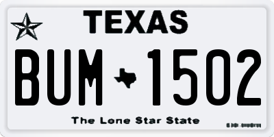 TX license plate BUM1502